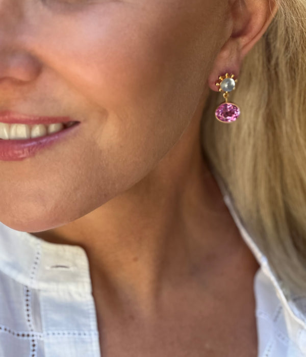 Sapphire and Pearl Pinwheel Earring