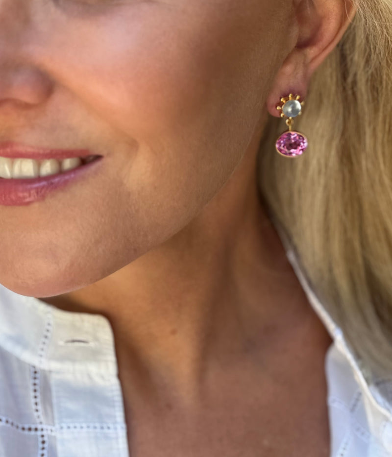Sapphire and Pearl Pinwheel Earring