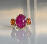 DMD FINE - Triple Gem Ruby and Fire Opal Ring