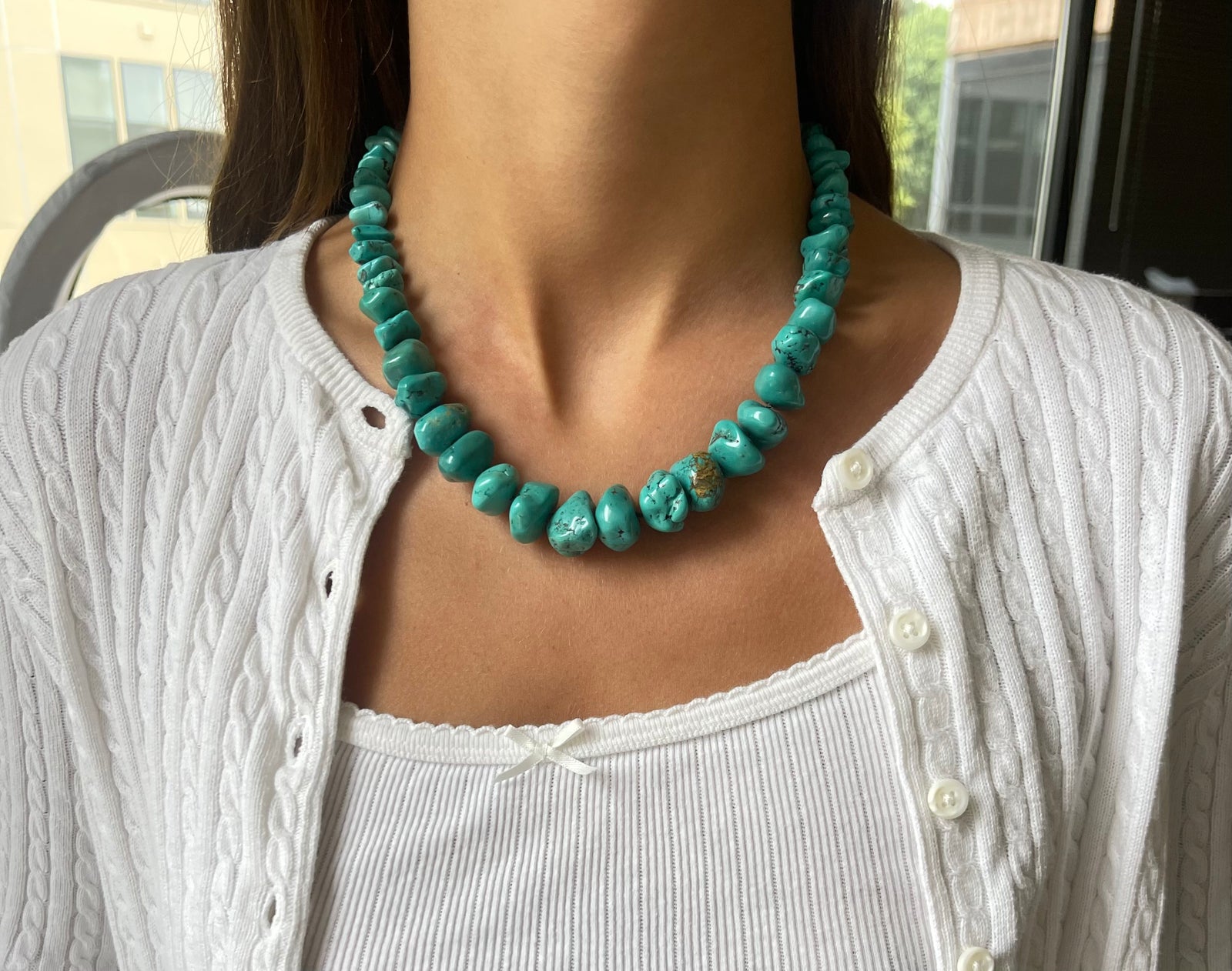 Single Nugget Turquoise Necklace good