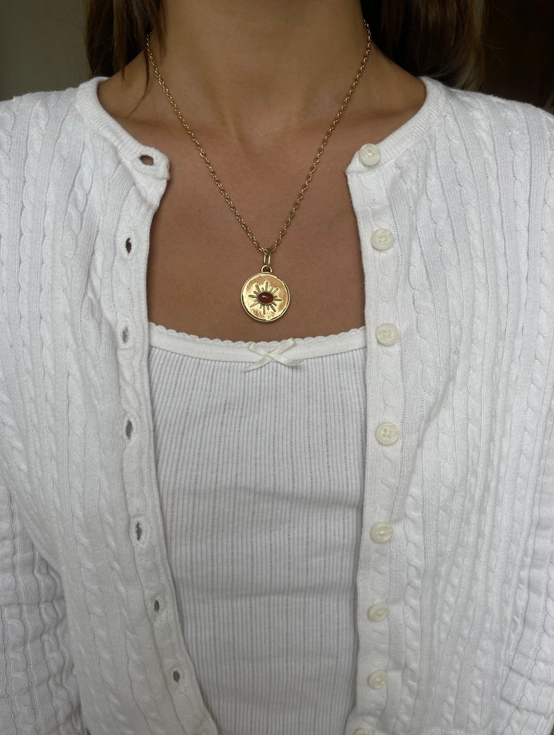 Starburst Coin Charm Necklace