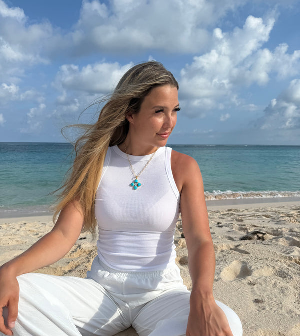 Turquoise Heart Cross Necklace