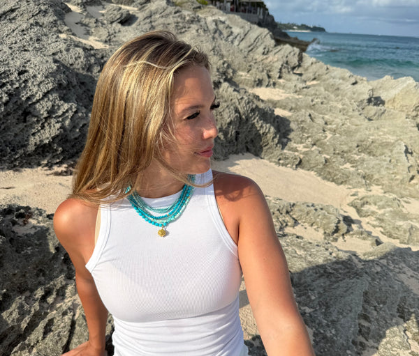 Sleeping Beauty Turquoise 18k Gold Drop Necklace