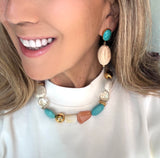 Turquoise Wood Drop Ear