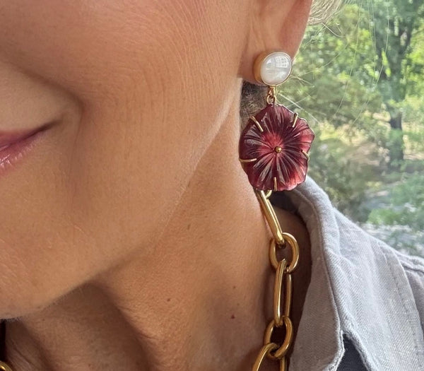 Carved Floral Earring