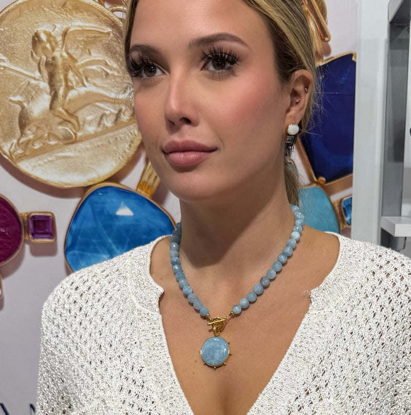 Aquamarine Pinwheel Necklace