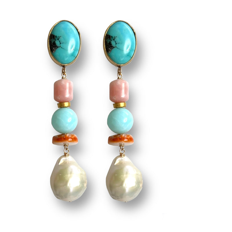 Turquoise Opal Linear Earring
