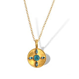 Apatite Topaz Disc Necklace