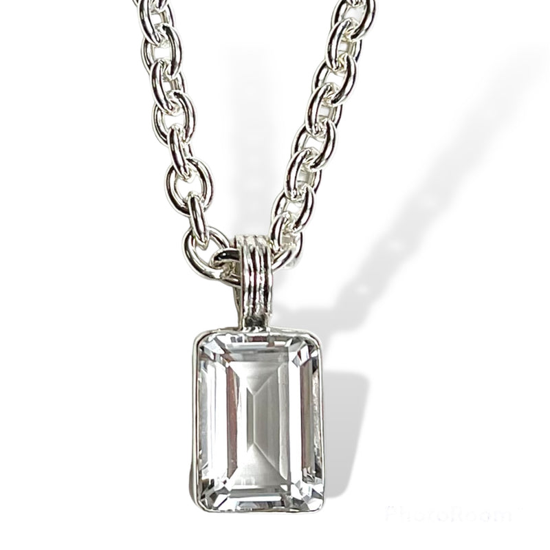 Sterling Silver Emerald Cut Necklace