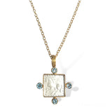 Equestrian Intaglio  + Blue Topaz Necklace