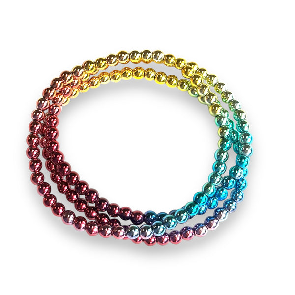 Rainbow Stretch Bracelets, set of 3