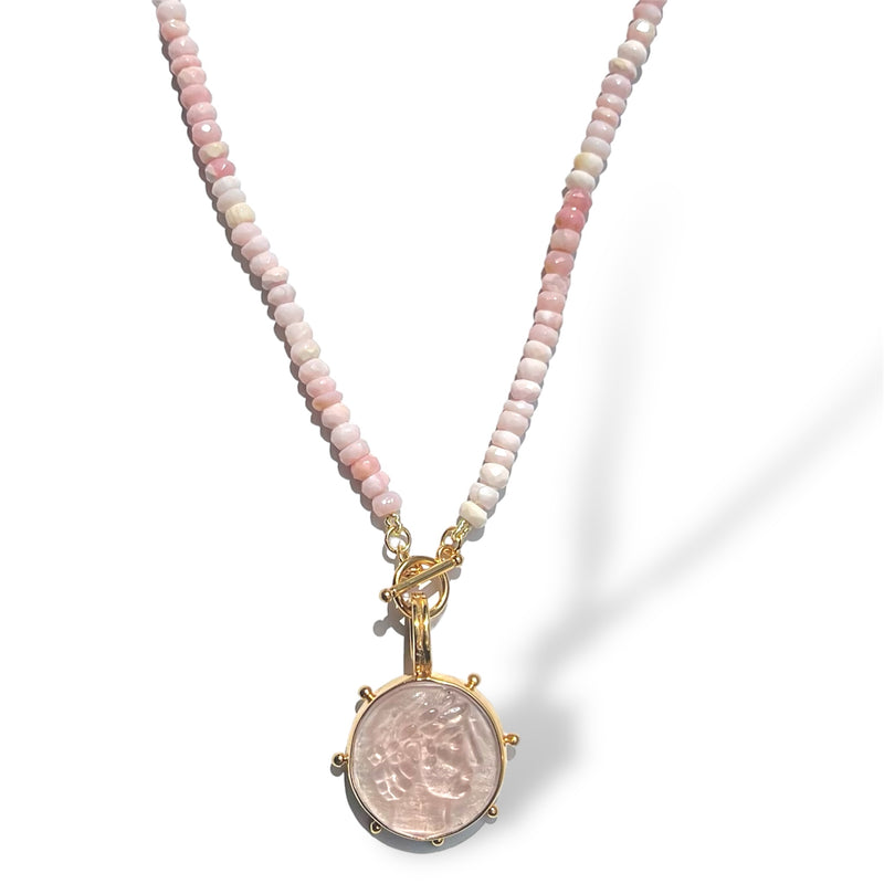 Pink Opal Intaglio Pinwheel Necklace