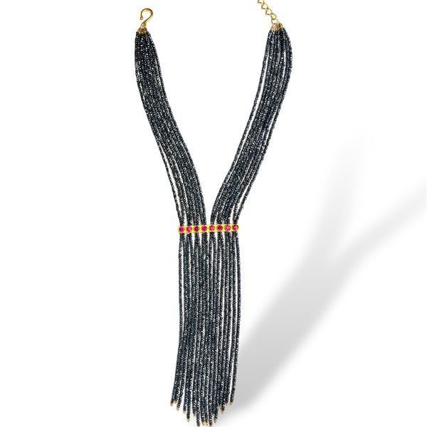 Hematite Ruby Fringe Necklace