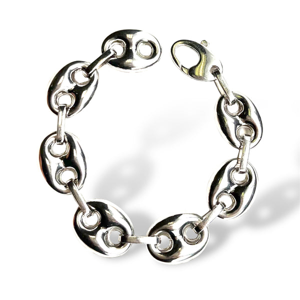 Puffed Anchor Sterling Bracelet