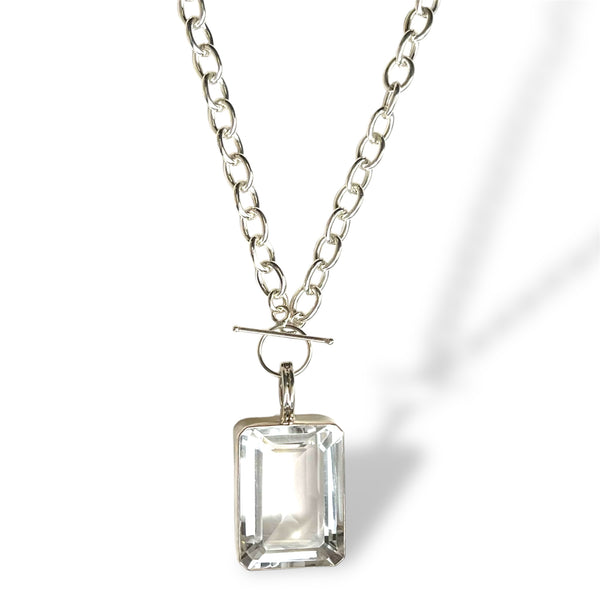 Sterling Emerald Cut Necklace