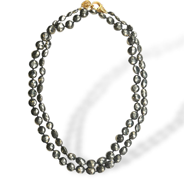 Faceted Pyrite Necklace 36”