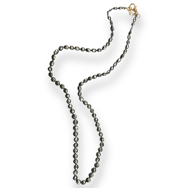 Faceted Pyrite Necklace 36”