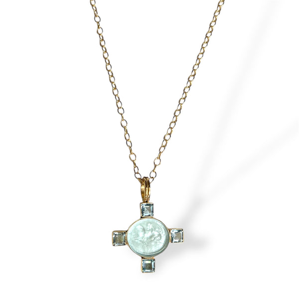 Aqua Cupid Intaglio Necklace