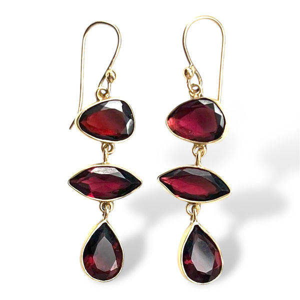 Garnet Triple Earring