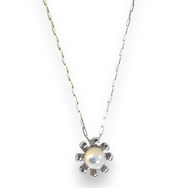 Sterling Silver Flower Drop Necklace