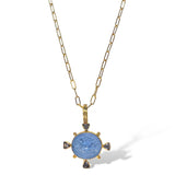 Cupid Riding Dolphin Necklace in Iolite