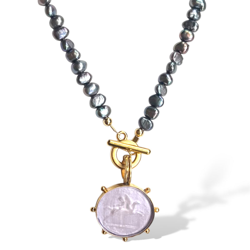 Pegasus Pearl Pinwheel Necklace