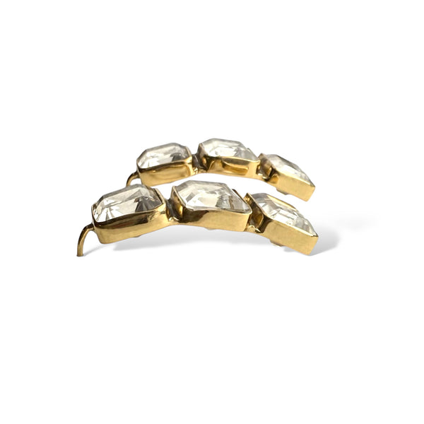 Triple Quartz Arc Earring