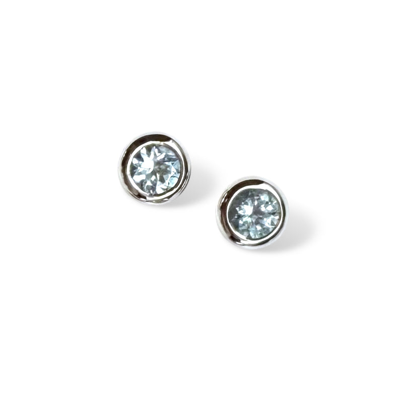 Sterling Topaz Stud Earring, Blue Topaz or Amethyst