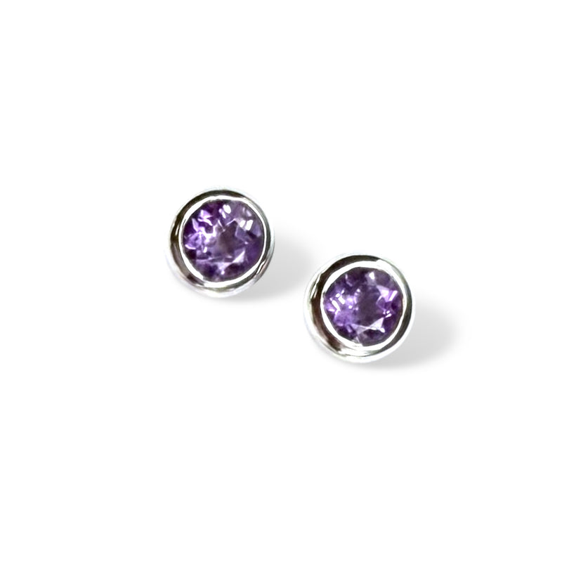 Sterling Topaz Stud Earring, Blue Topaz or Amethyst