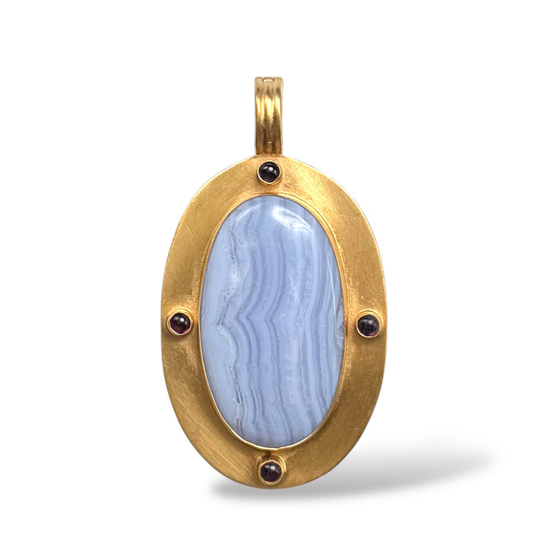 Garnet and Blue Lace Agate Enhancer