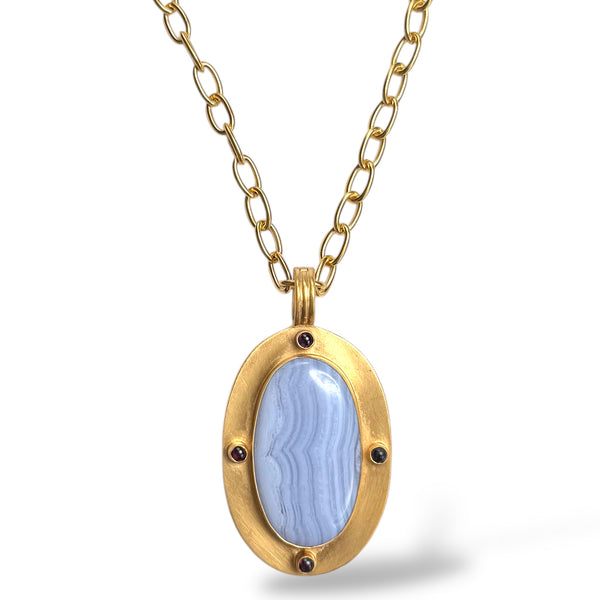 Garnet and Blue Lace Agate Enhancer