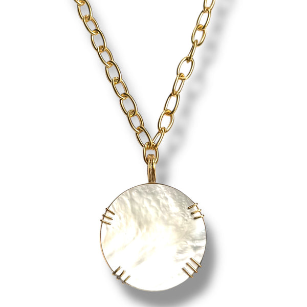 Mother of Pearl Disc Necklace