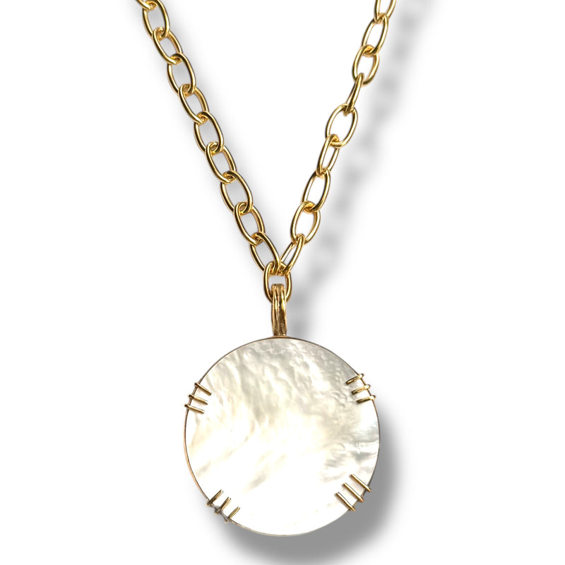 Mother of Pearl Disc Necklace