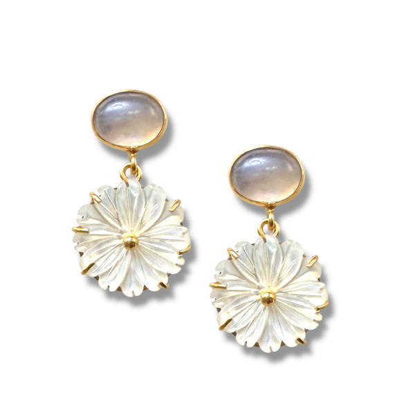 Floral Pearl and Moonstone Earring