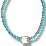 Howlite  + Emerald Cut Necklace