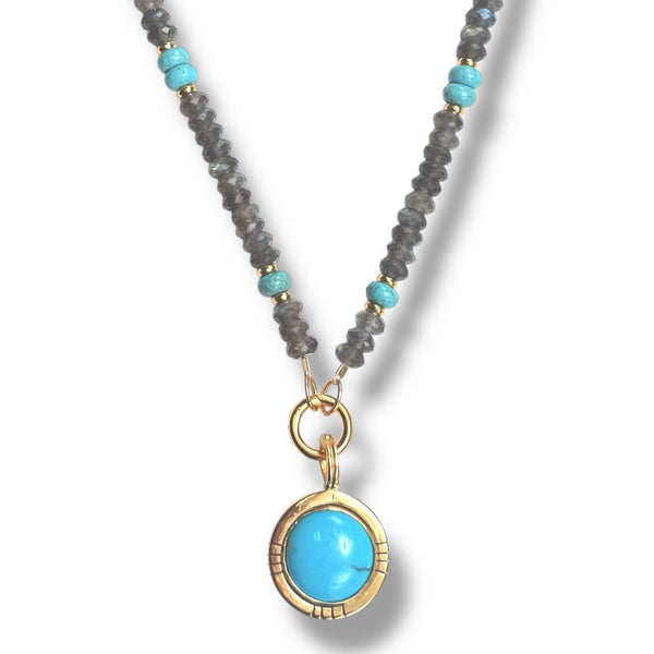 Turquoise Labradorite Hashtag Necklace