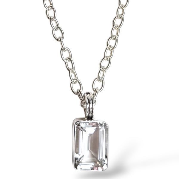 Sterling Emerald Cut Necklace