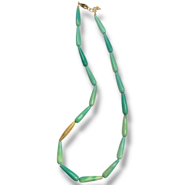 Chrysoprase Teardrop Necklace 36”