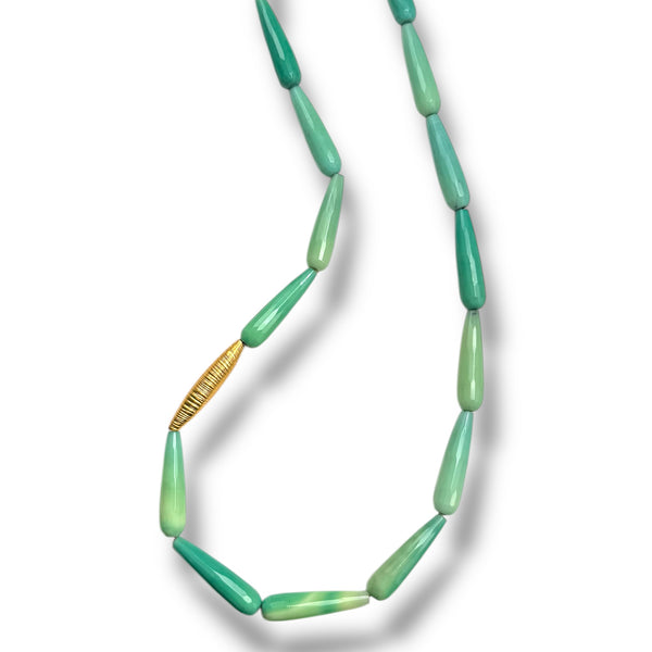 Chrysoprase Teardrop Necklace 36”