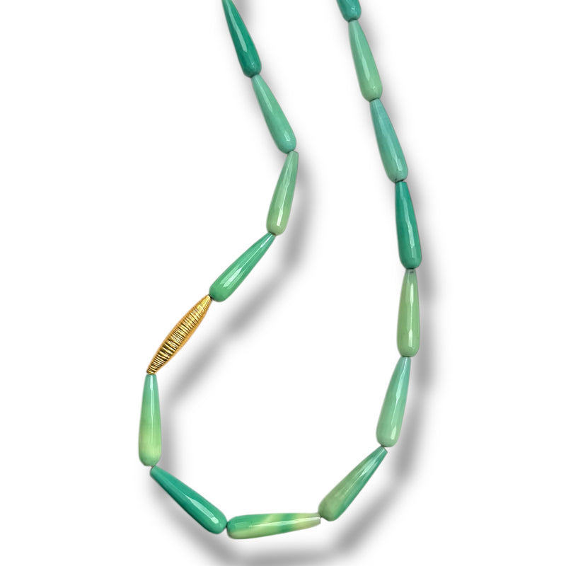 Chrysoprase Teardrop Necklace 36”
