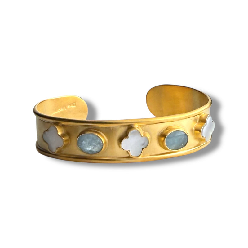 Aquamarine Clover Mini Cuff
