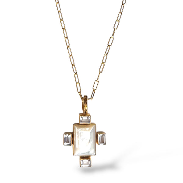 Pearl Block Topaz Necklace