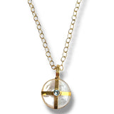 Mother of Pearl and Blue Topaz Cross Necklace