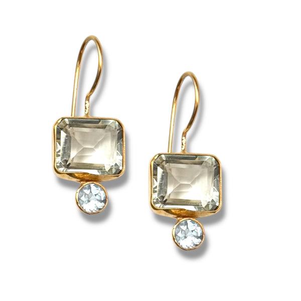 Green Amethyst Blue Topaz Midi Ear