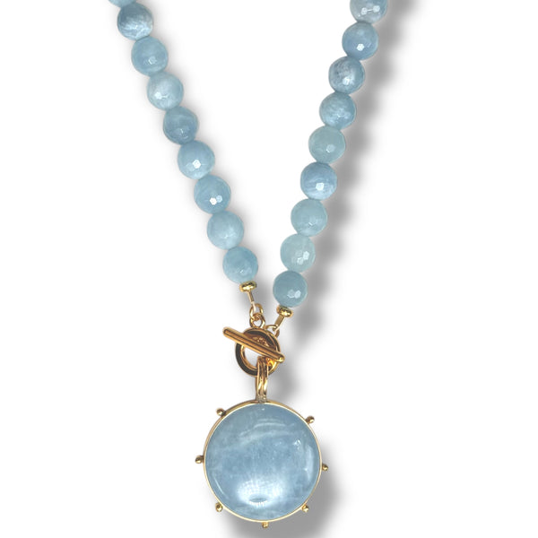 Aquamarine Pinwheel Necklace