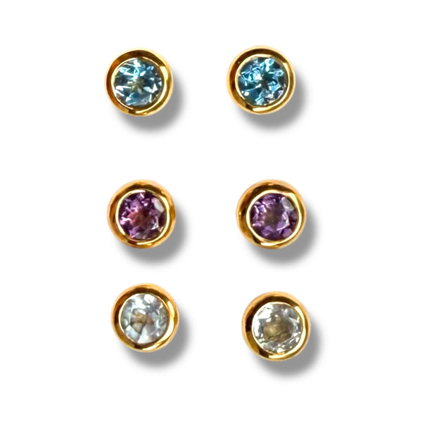 Gemstone Stud Ear, 3 gemstone options