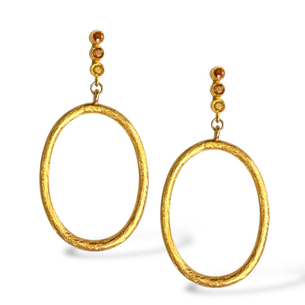 Hessonite Garnet Hoop Earring