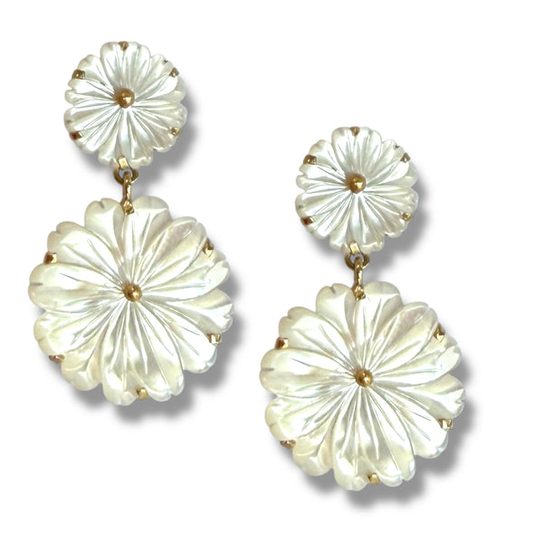 Carved Pearl Floral Earring