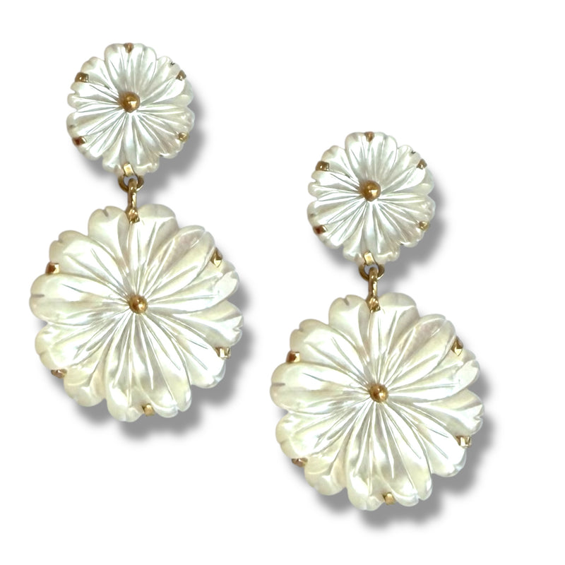 Carved Pearl Floral Earring