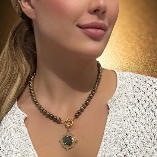Pyrite Lotus Necklace